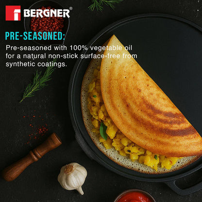 Eco Cast Iron Double Side Grill Pan 26 cm | Reversible Grill & Flat Pan | Induction Ready