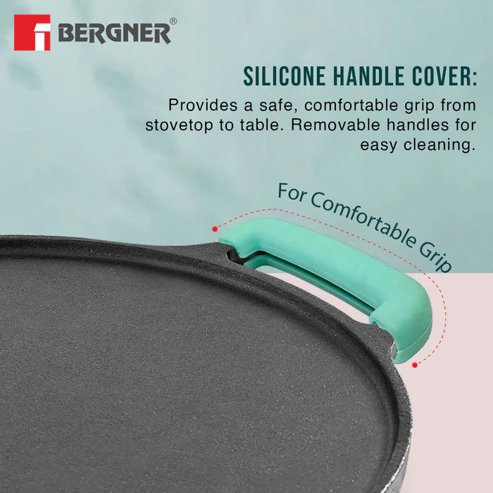 Eco Cast Iron Double Side Grill Pan 26 cm | Reversible Grill & Flat Pan | Induction Ready