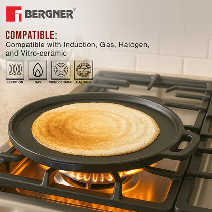 Eco Cast Iron Double Side Grill Pan 26 cm | Reversible Grill & Flat Pan | Induction Ready