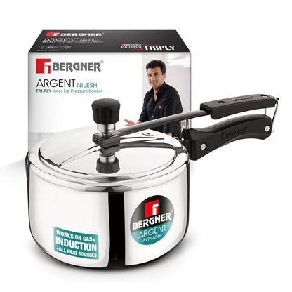 Argent Tri-Ply Inner Lid Pressure Cooker | Stainless Steel | Fast & Even Cooking