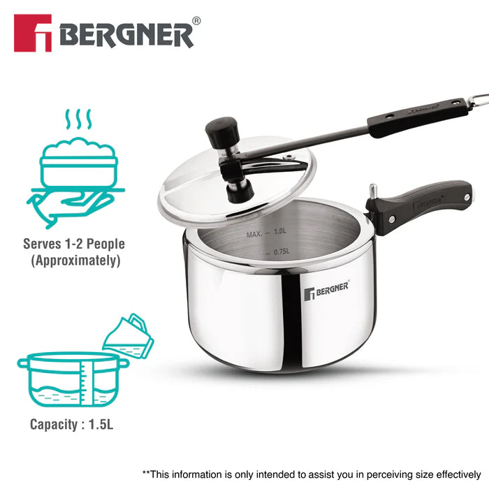 Argent Tri-Ply Inner Lid Pressure Cooker | Stainless Steel | Fast & Even Cooking