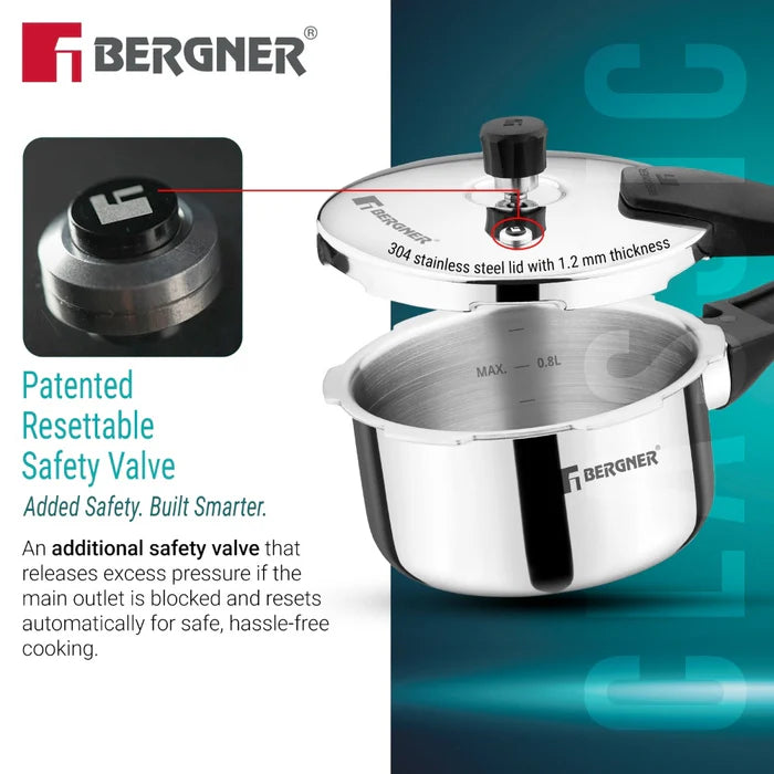 Argent Classic Triply Outer Lid Pressure Cooker 1 L | Induction & Gas Compatible