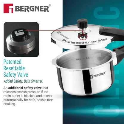 Argent Classic Triply Outer Lid Pressure Cooker 1 L | Induction & Gas Compatible