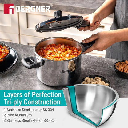 Argent Classic Triply Outer Lid Pressure Cooker | Induction & Gas Compatible