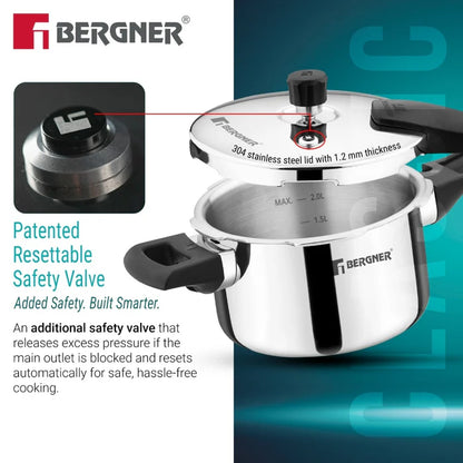Argent Classic Triply Outer Lid Pressure Cooker | Induction & Gas Compatible