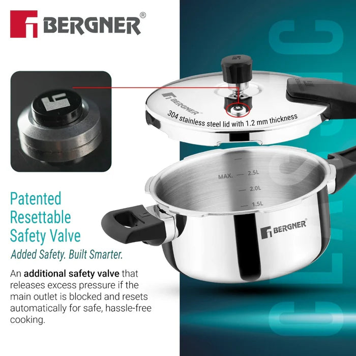 Argent Classic Triply Pressure Pan | Outer Lid | Even Heat Distribution