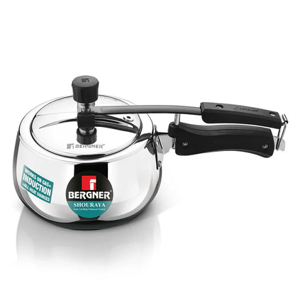 Shouraya TriPly Stainless Steel Inner Lid Belly Pressure Cooker 2.5 L | Rivetless Technology | Even & Fast Heating | ISI Certified | Gas & Induction Compatible