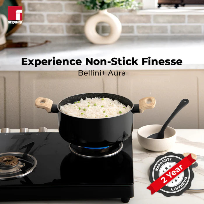 Bellini Plus Aura 5-Layer Non-Stick Casserole – Even Heating, Induction & Gas Stove Compatible