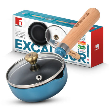 Excalibur Cast Iron Tadka Pan 12cm (200ml) with Lid | Induction & Gas Compatible