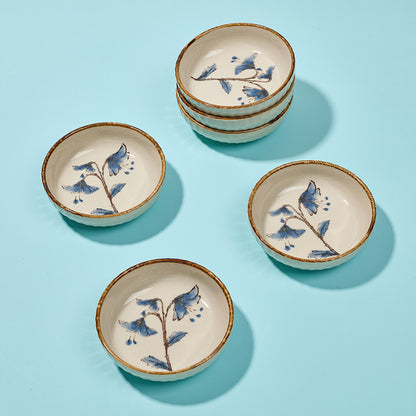 Delicate Wildflower Ceramic Bowls with Gold Rim