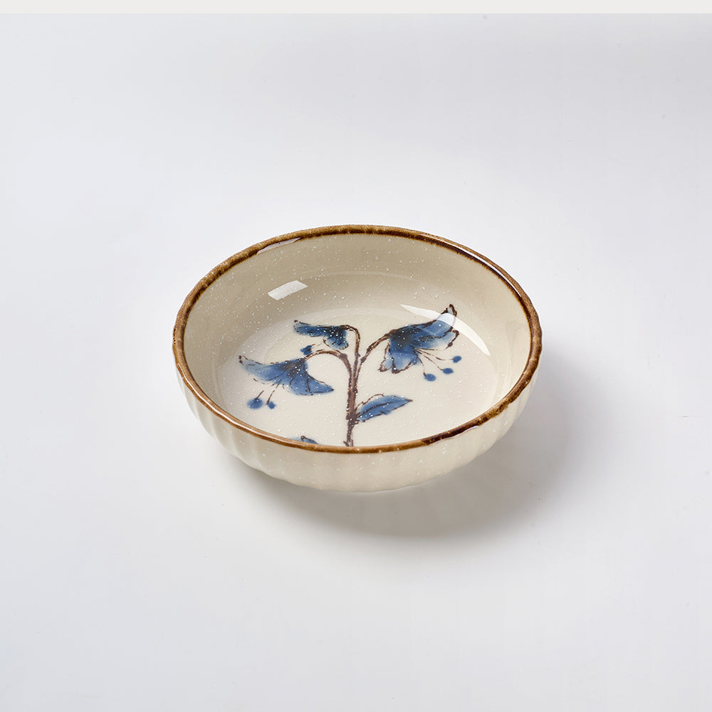Delicate Wildflower Ceramic Bowls with Gold Rim