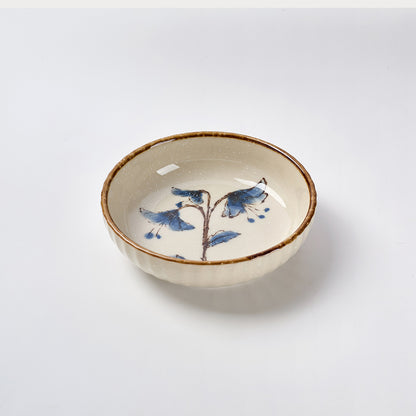 Delicate Wildflower Ceramic Bowls with Gold Rim