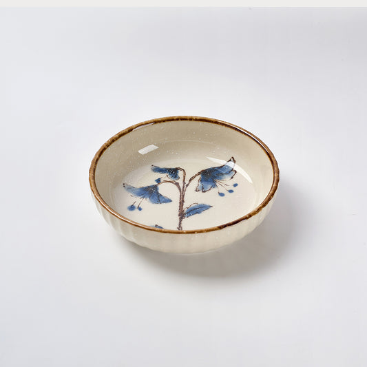 Delicate Wildflower Ceramic Bowls with Gold Rim