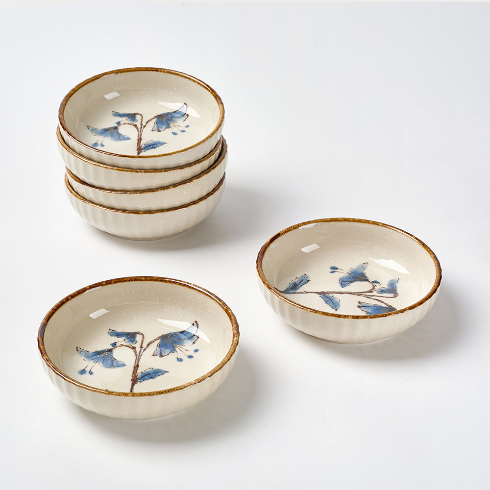 Delicate Wildflower Ceramic Bowls with Gold Rim