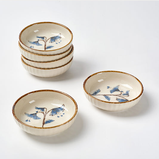 Delicate Wildflower Ceramic Bowls with Gold Rim
