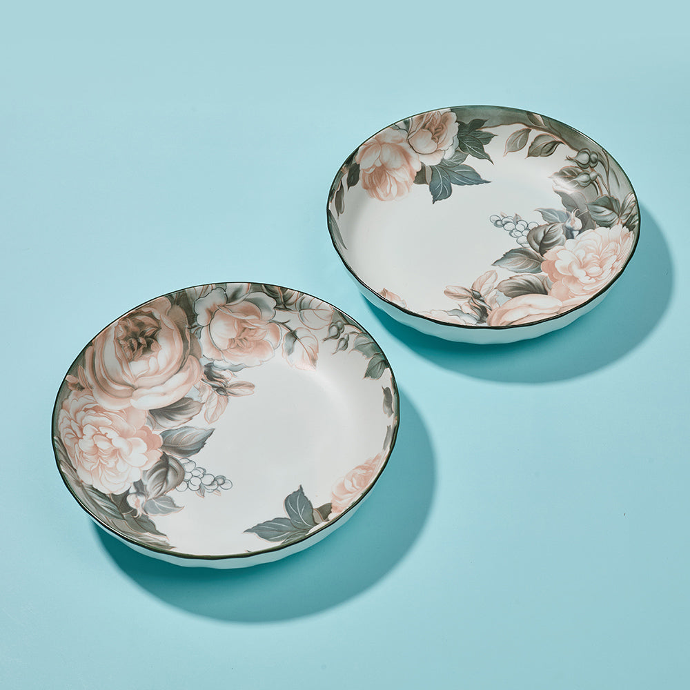 Vintage Rose Pattern Ceramic 2PCS PLATE
