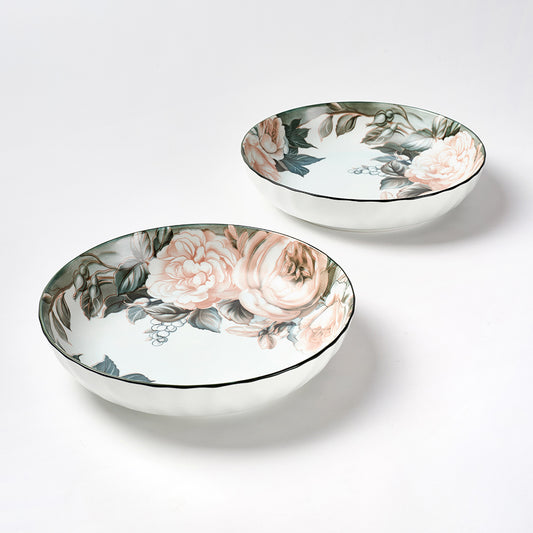 Vintage Rose Pattern Ceramic 2PCS PLATE