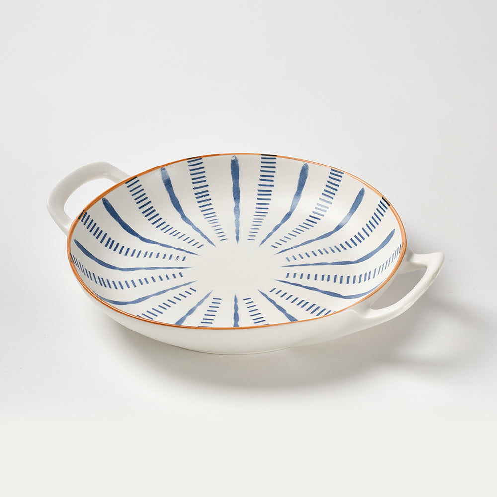 Artisan Blue Stripe Design Ceramic Serving Set