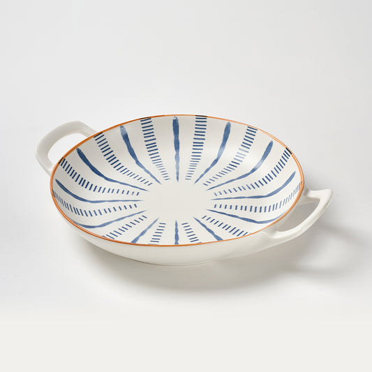 Artisan Blue Stripe Design Ceramic Serving Set