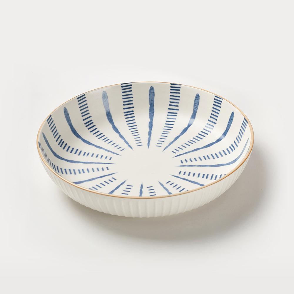 Classic Blue Border Pattern Ceramic Bowl Set