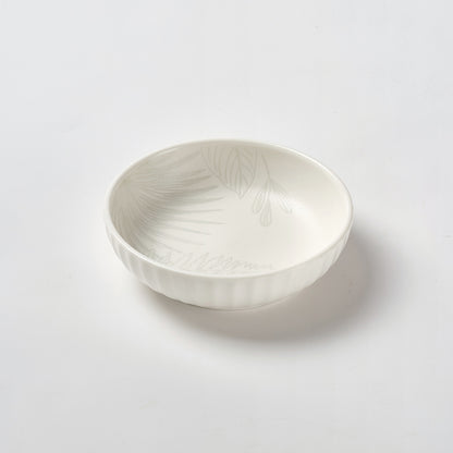 Embossed Tropical Leaf Ceramic Bowl Set