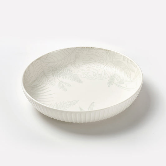 Embossed Tropical Leaf Ceramic Bowl Set