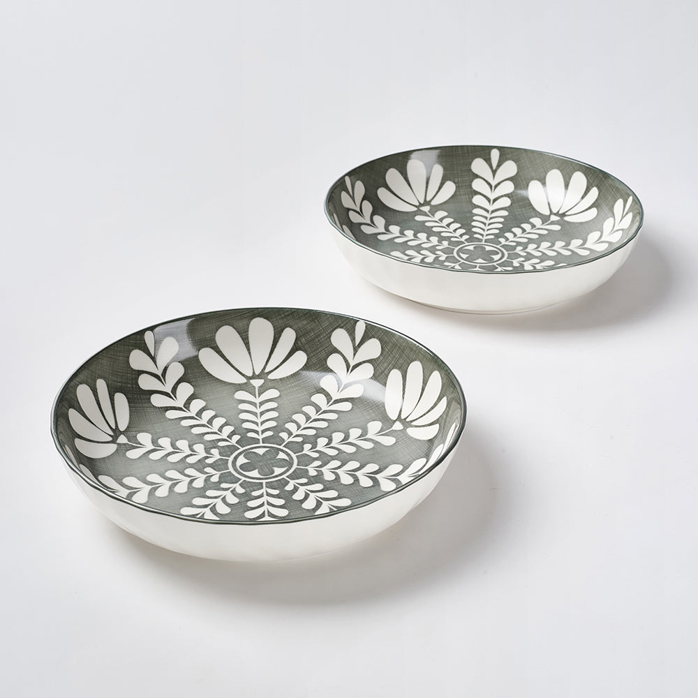 Nordic Style Floral Pattern Stoneware Plates