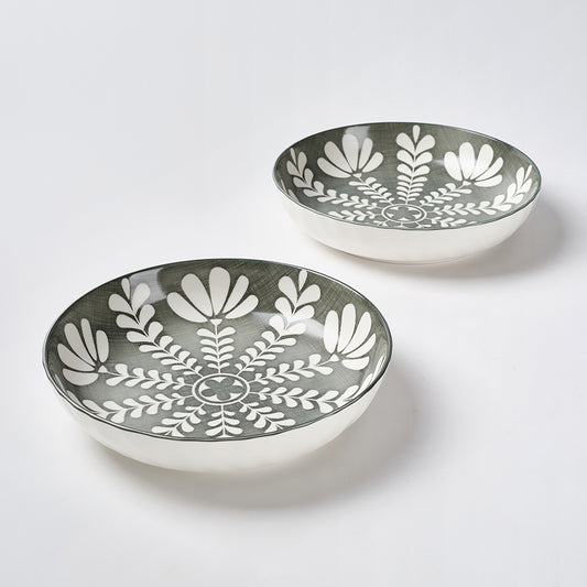 Nordic Style Floral Pattern Stoneware Plates