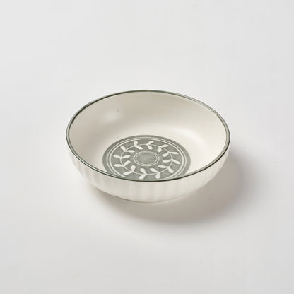 Scandinavian Folk Art Ceramic Bowl Set in Gray