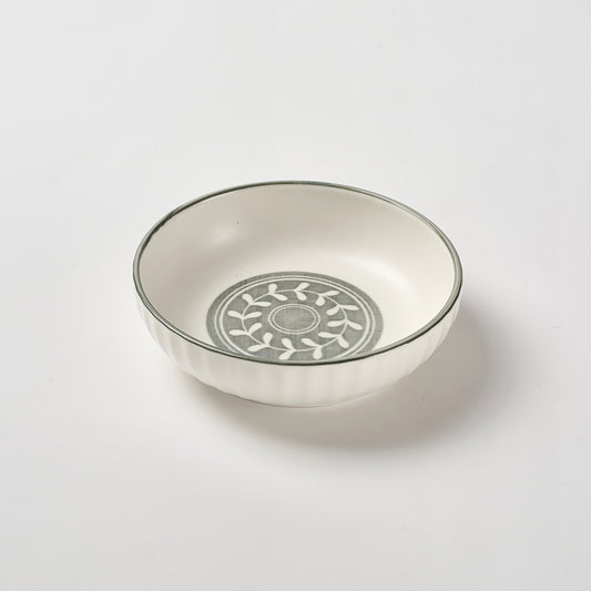 Scandinavian Folk Art Ceramic Bowl Set in Gray