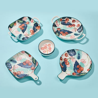 Modern Cherry Print Ceramic Tableware Set