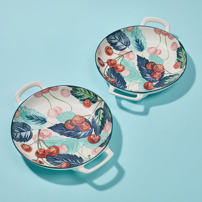 Artisan Cherry Pattern Ceramic Bakeware