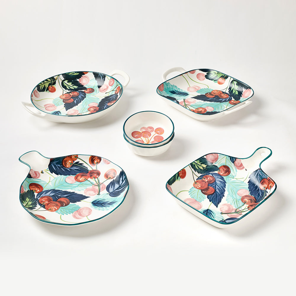 Modern Cherry Print Ceramic Tableware Set