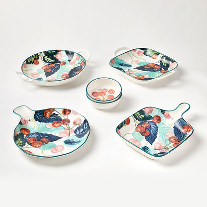 Modern Cherry Print Ceramic Tableware Set
