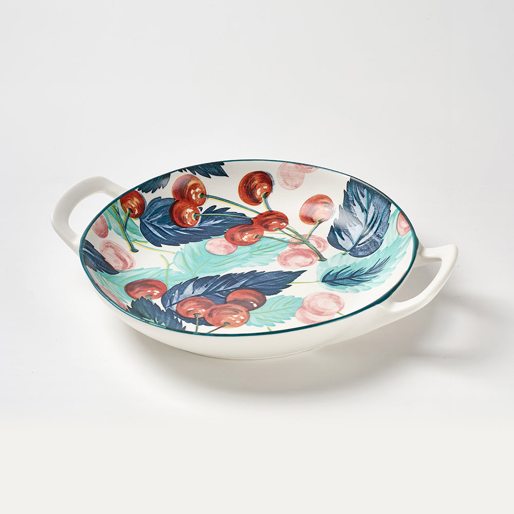 Artisan Cherry Pattern Ceramic Bakeware