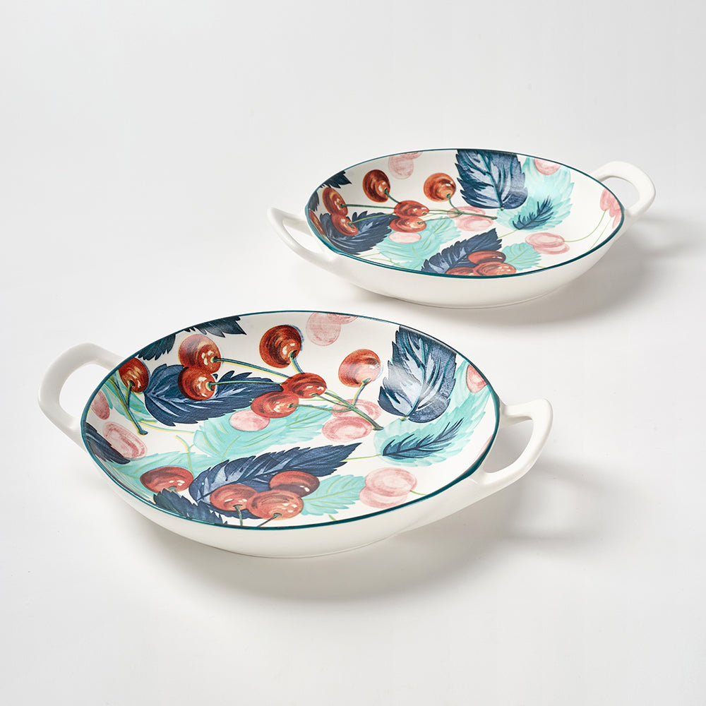 Artisan Cherry Pattern Ceramic Bakeware