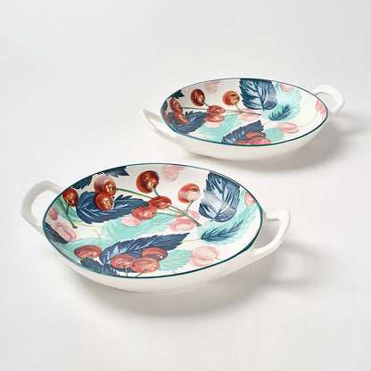 Artisan Cherry Pattern Ceramic Bakeware