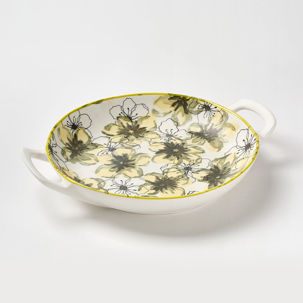 Yellow Botanical Print Ceramic Tableware Set