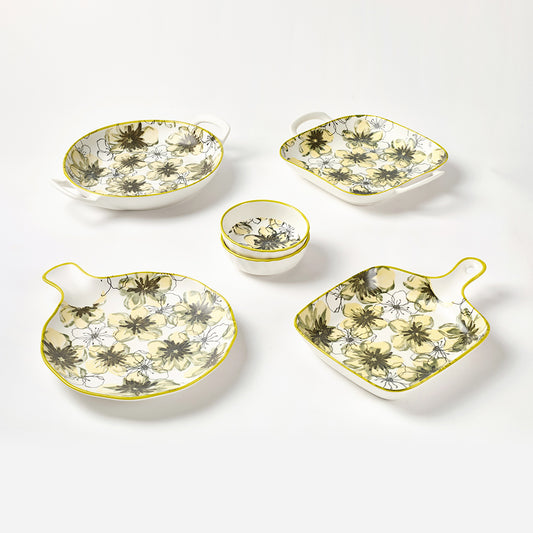 Delicate Yellow Floral Ceramic Serving Collection
