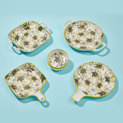 Delicate Yellow Floral Ceramic Serving Collection