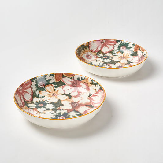 Vintage-Style Tropical Flower Print Serving Plates