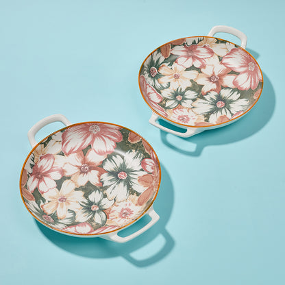 Bold Floral Design Ceramic Serving Trays