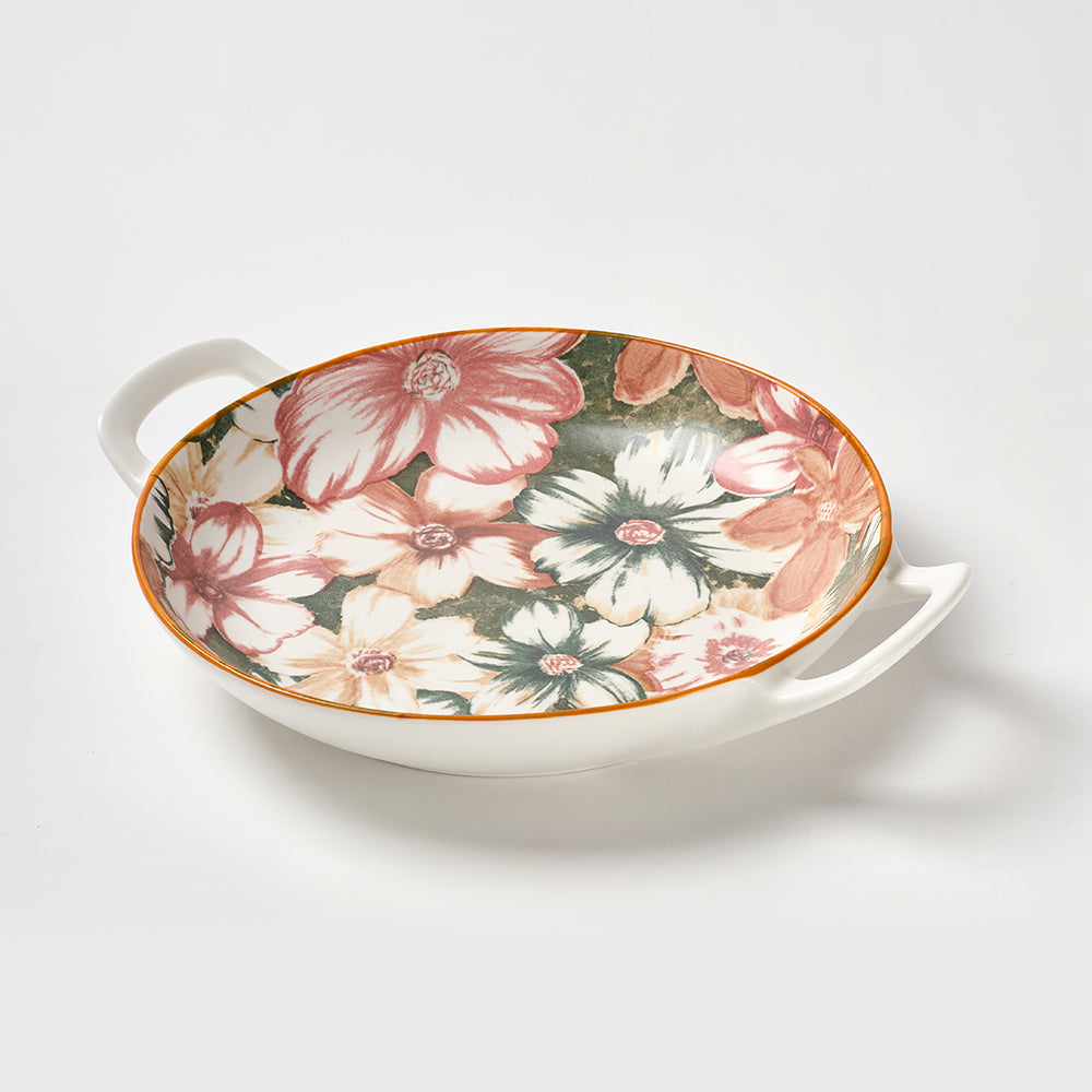 Bold Floral Design Ceramic Serving Trays