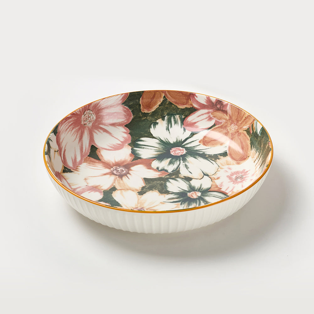 Hawaiian Style Flower Print Ceramic Plate Set