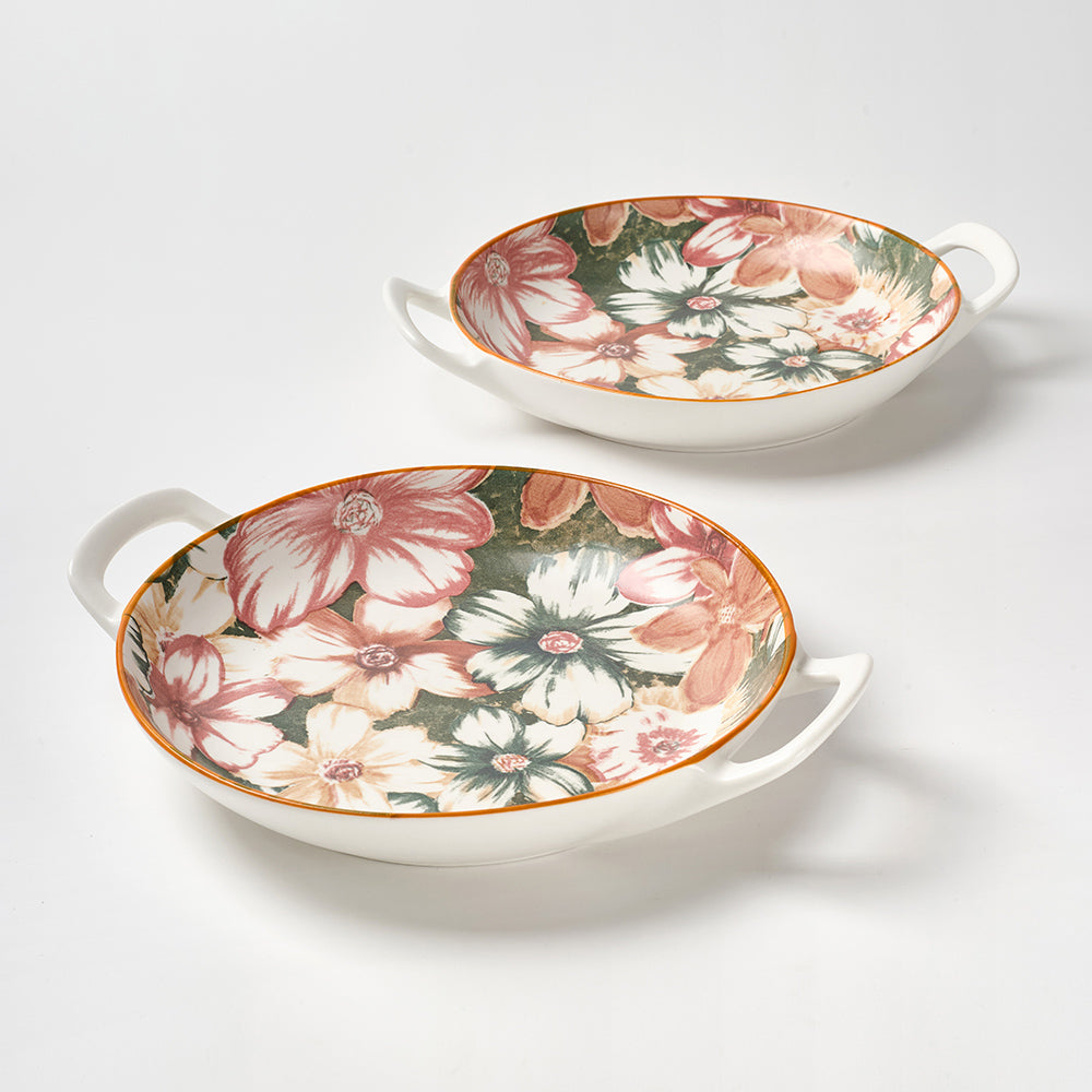 Bold Floral Design Ceramic Serving Trays