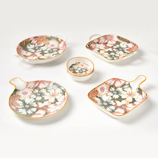 Vintage-Style Large Bloom Ceramic Tableware Set