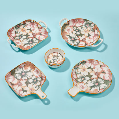Vintage-Style Large Bloom Ceramic Tableware Set