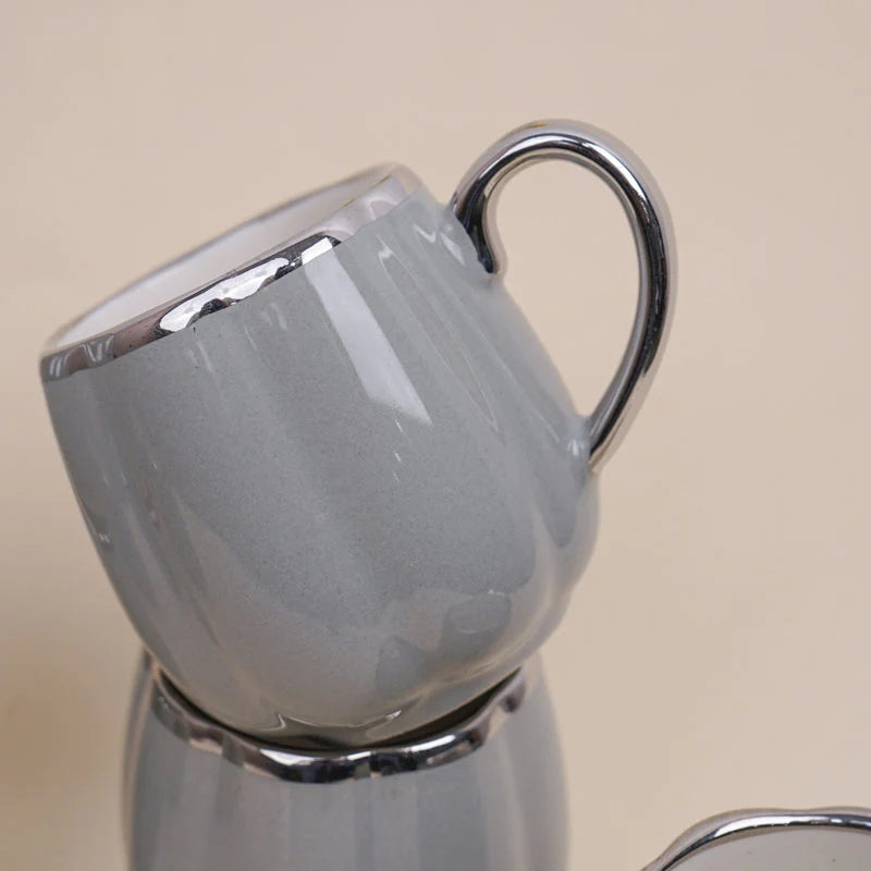 Magina Grey Ceramic Cup Set (180 ml) – Set of 6 Premium Porcelain Cups