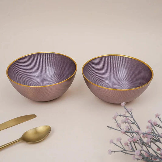 Tachiso Nirsha Purple Glass Serving Bowls – 580 ml, Set of 2
