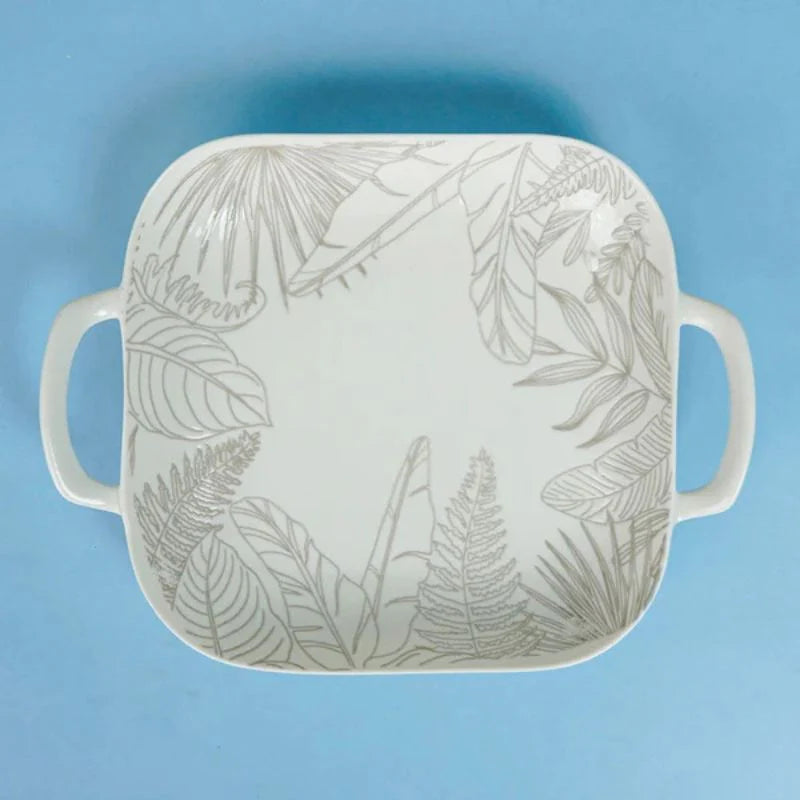 Tachiso Celene Square Porcelain Platter Set – Black & White (Pack of 2)